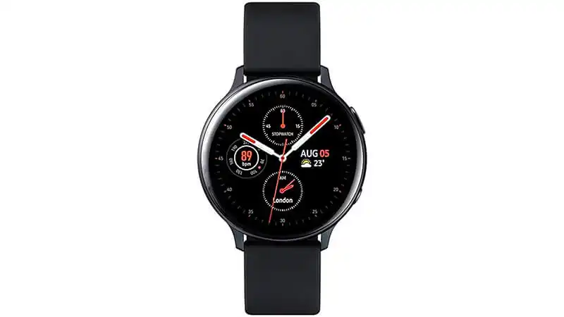 imagem de um smartwatch Samsung Galaxy Active 2 na cor preta