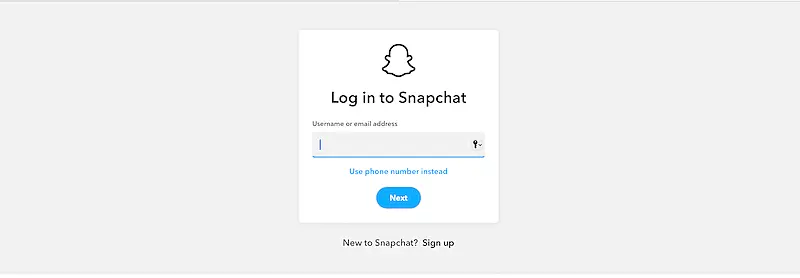 Snapchat login page