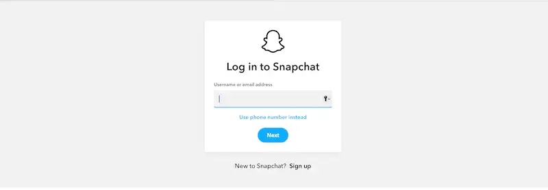 Snapchat login page