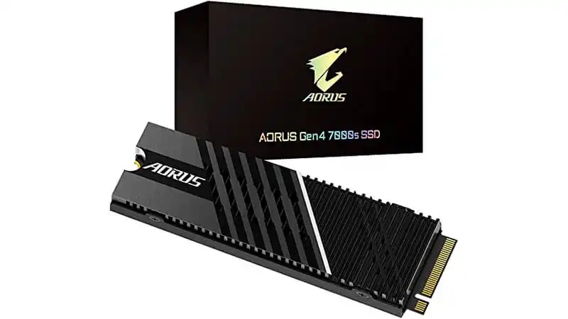 SSD 1TB NVme m.2 Gigabyte Aorus imagem de um ssd 1tb nvme m.2  Gigabyte Aorus Gen 4 com dissipador de neocarbono