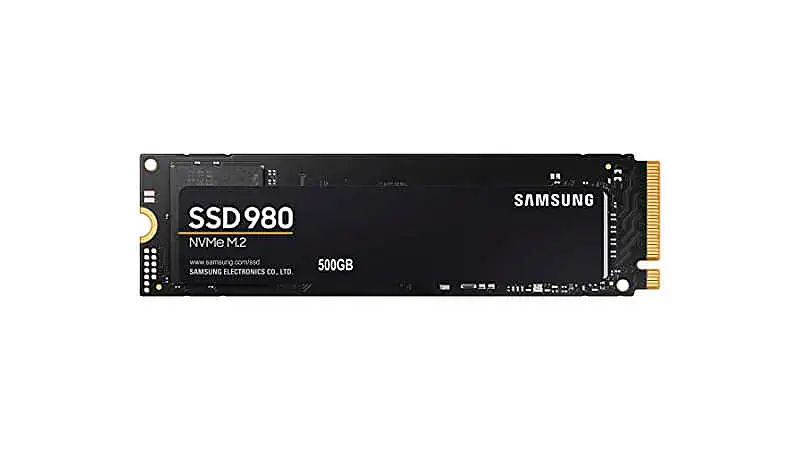 imagem de um SSD NVMe de 500GB da Samsung na cor preta