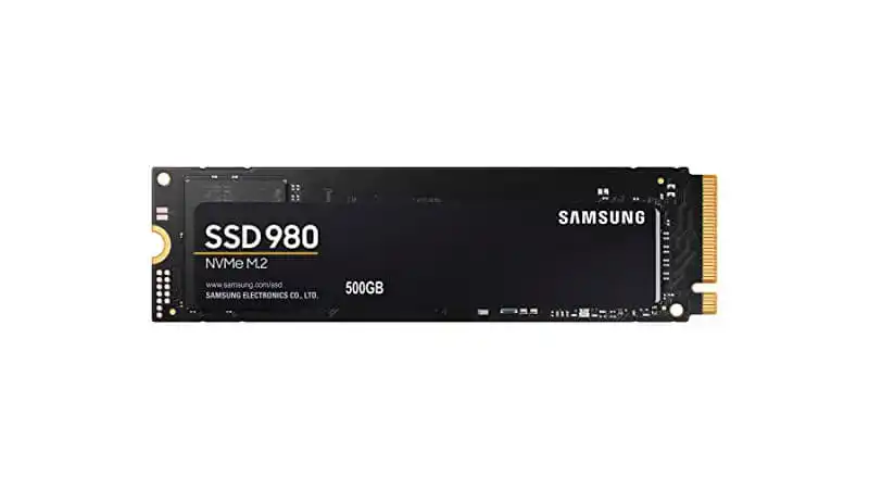 imagem de um SSD NVMe de 500GB da Samsung na cor preta