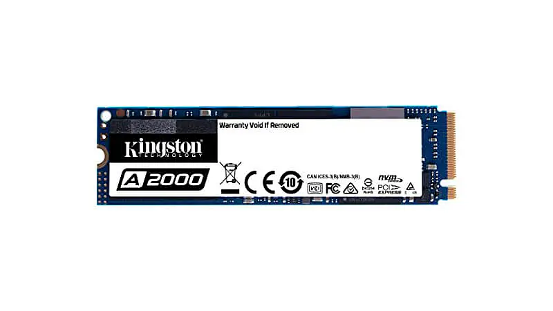imagem de um SSD NVMe de 500GB da Kingston na cor azul