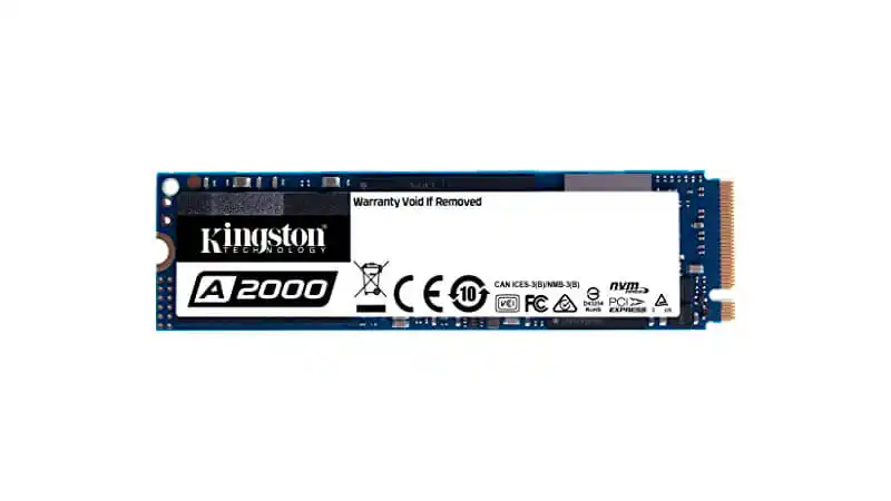 imagem de um SSD NVMe de 500GB da Kingston na cor azul