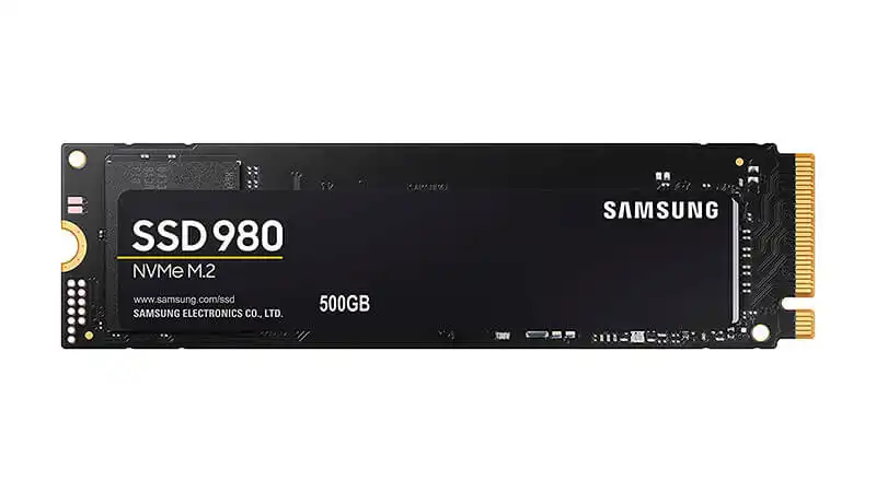 imagem de um SSD NVMe de 500GB da Samsung na cor preta
