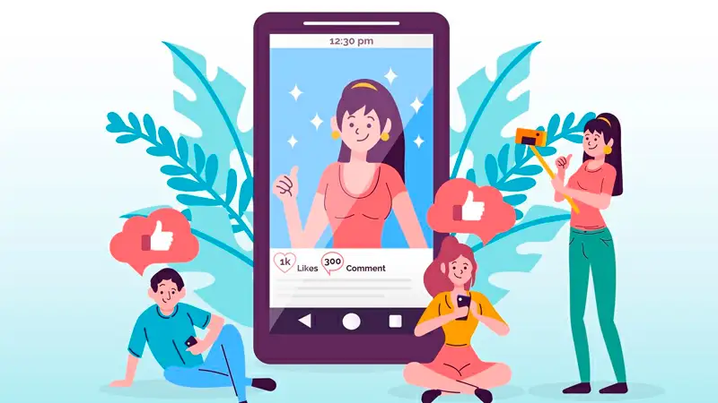 Mulher gravando vídeos para fazer fazer stories criativos