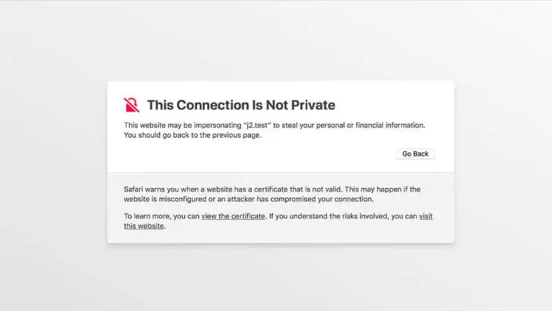 Sua Conexão Não é Particular Safari imagem que mostra o erro "sua conexão não é particular" em inglês em uma página no Safari