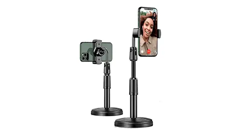 imagem de dois suportes para celular com um aparelho acoplado