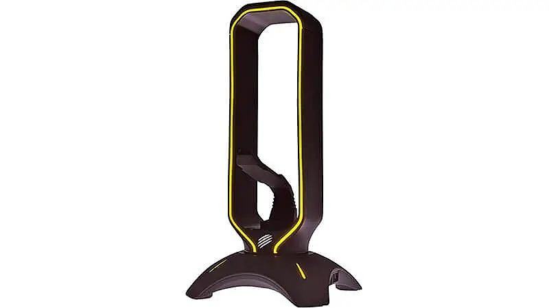 imagem de um suporte para headset da OEX com iluminação RGB e mouse bungee