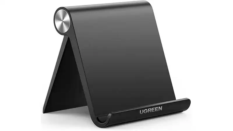 imagem de um suporte para tablet de plástico da Ugreen com ângulo ajustável