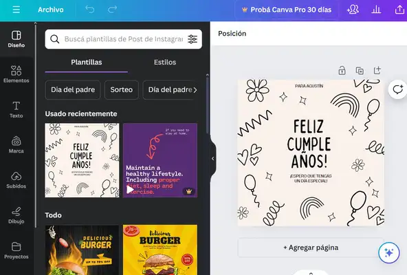 Tarjetas de cumpleaños Canva