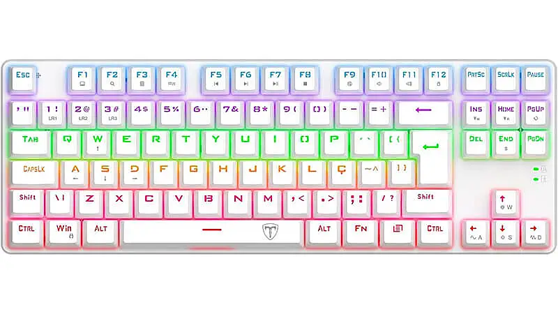 imagem de um teclado mecânico BORA T na cor preta com iluminação colorida