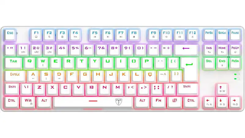 imagem de um teclado mecânico BORA T na cor preta com iluminação colorida