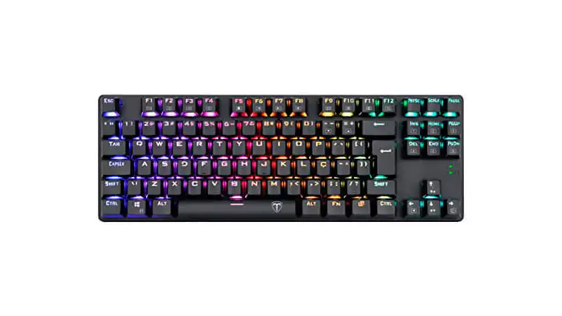 imagem de um teclado mecânico BORA T na cor preta com iluminação colorida