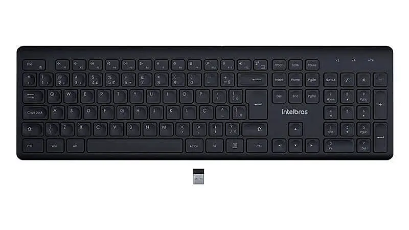 imagem de um teclado sem fio Intelbras na cor preta