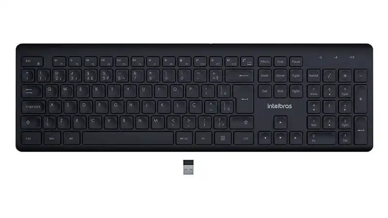 imagem de um teclado sem fio Intelbras na cor preta