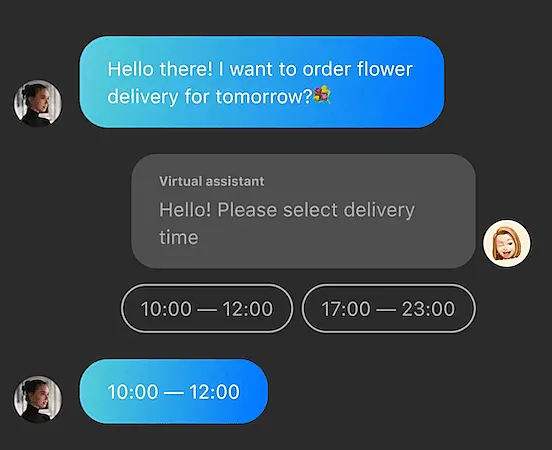 Chatbot conversation example