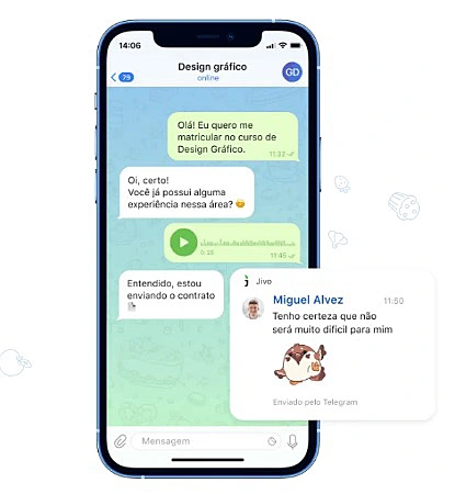 captura de tela do jivochat telegram