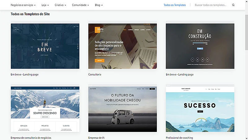 Template de site do Wix