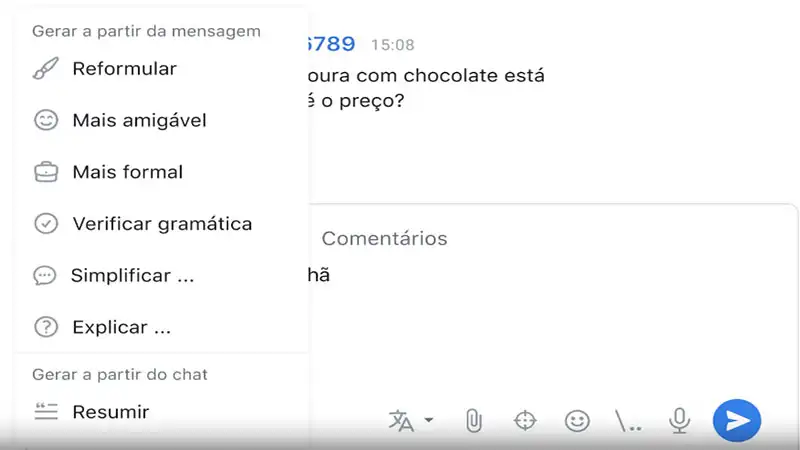 Captura de tela da ferramenta de Copiloto IA do JivoChat