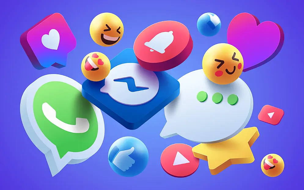 íconos 3D de redes sociales.