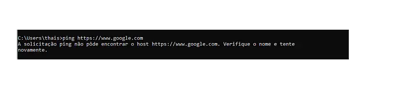 Print screen erro no prompt comando na execução do ping