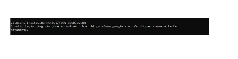 Print screen erro no prompt comando na execução do ping