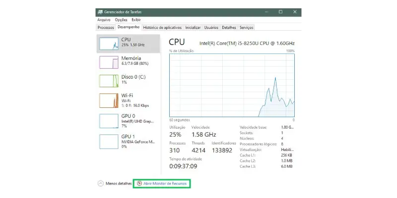Printscreen gerenciador de tarefas para testar ping