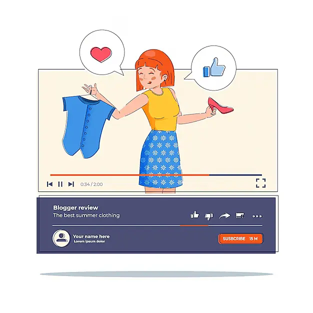 The image shows the illustration of a video where a girl is choosing what to wear.