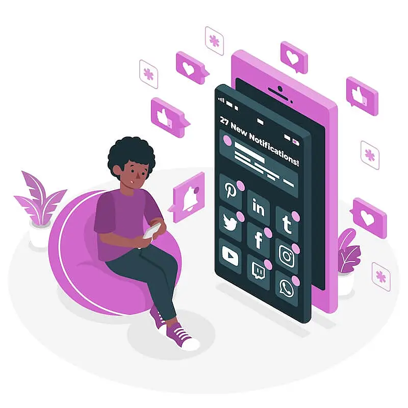 Illustration of man using a tablet