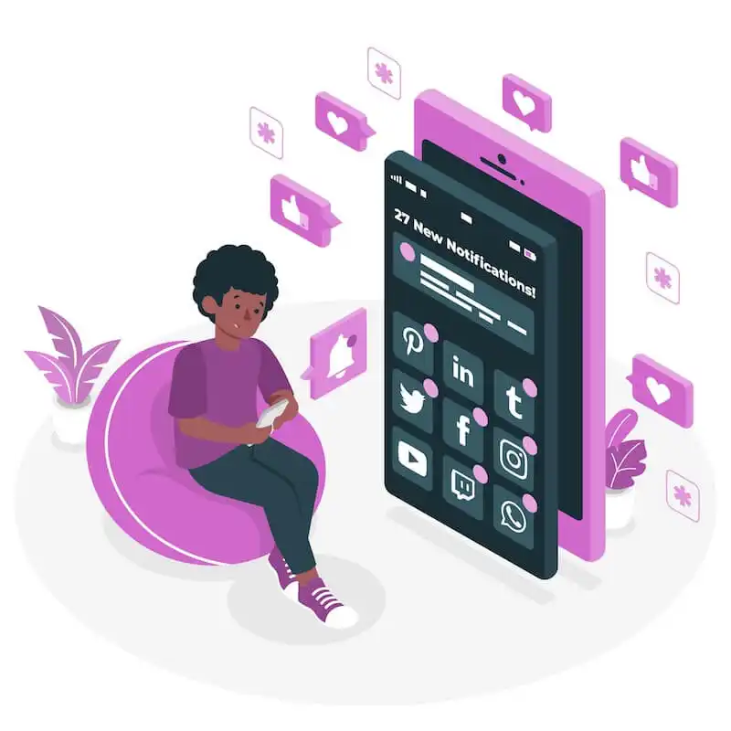 The new era of social media - visuals Illustration of man using a tablet