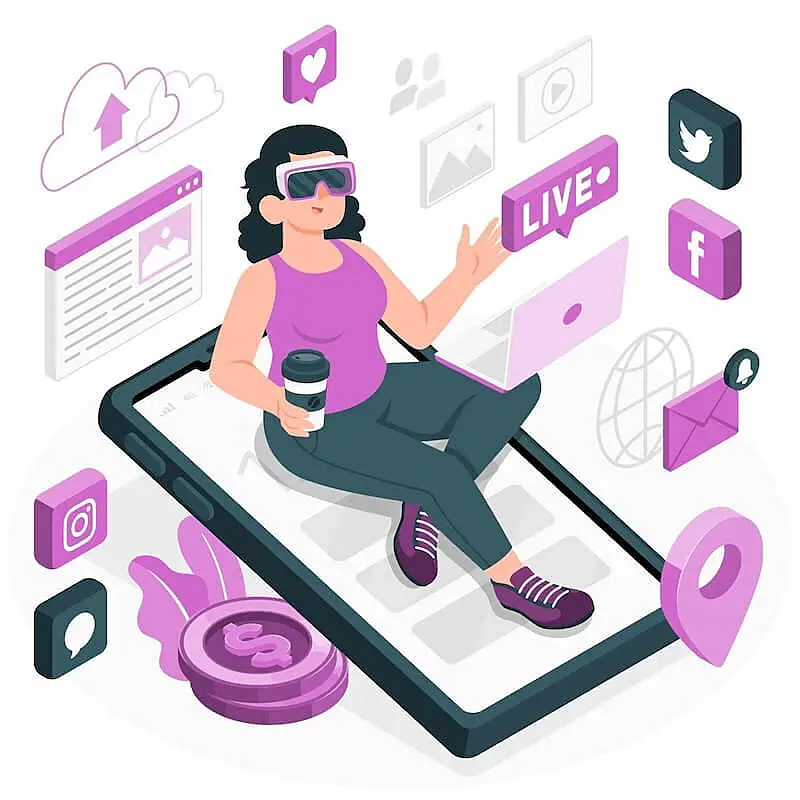 Illustration of a womand sitting on a smartphone