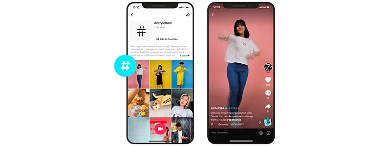 exemplo de branded hashtag no tiktok ads