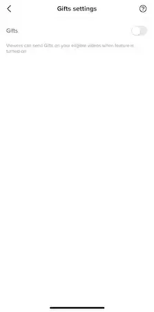 TikTok coins - enable video gifts TikTok gifts settings page