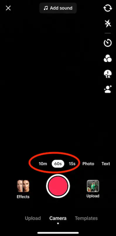 TikTok record video page