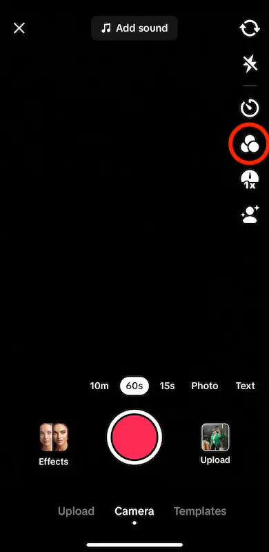 TikTok page to record video