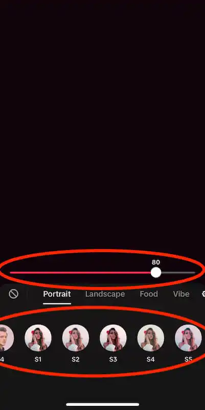 TikTok filters and filter intensity 
