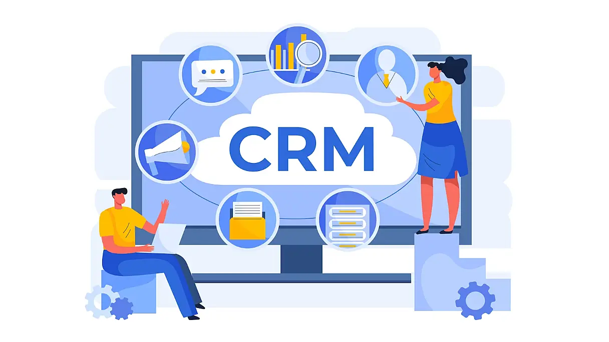Ilustración de elementos de CRM
