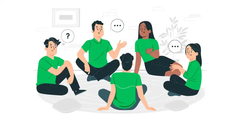 Ejemplo de tipo de comunicación verbal Ejemplo de conversación de tipo de comunicación verbal en un grupo de personas