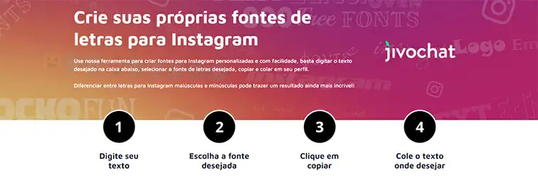 Captura do site de letras para Instagram JivoChat