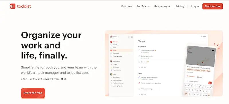 Todoist website home page