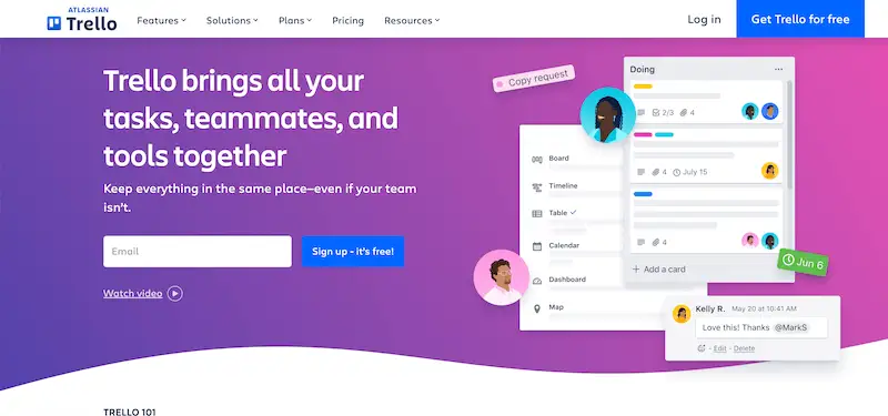 Trello website home page