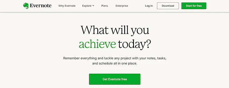 Evernote website home page 