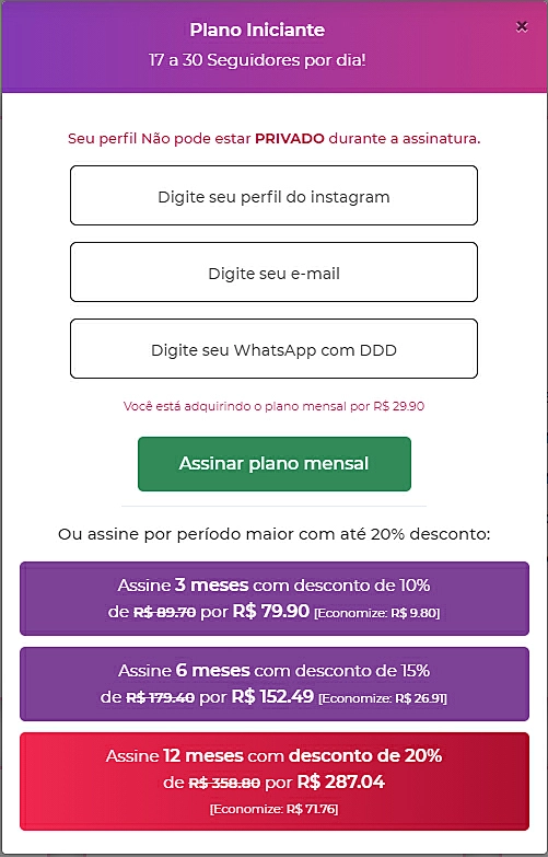 Como finalizar a compra do plano inciante do Agênciagram