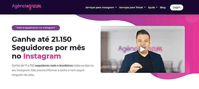 Captura de tela do site do Agênciagram