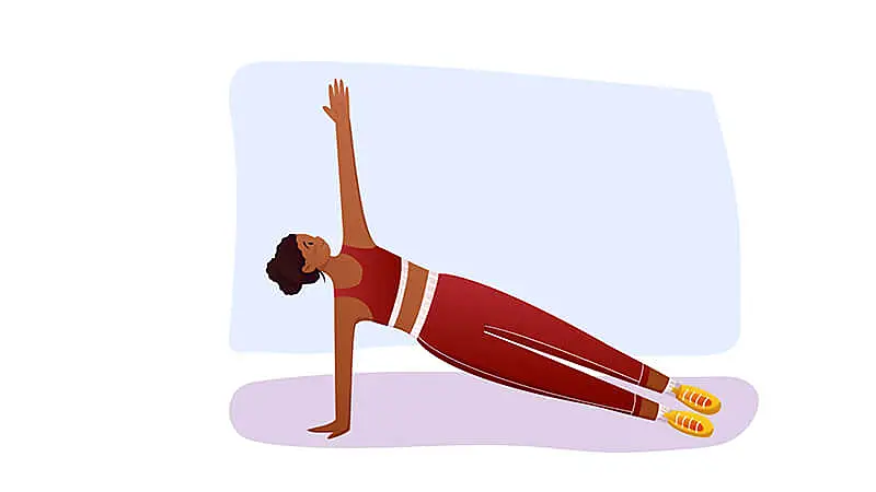 ilustração de uma pessoa executando a flexão de braço com rotação