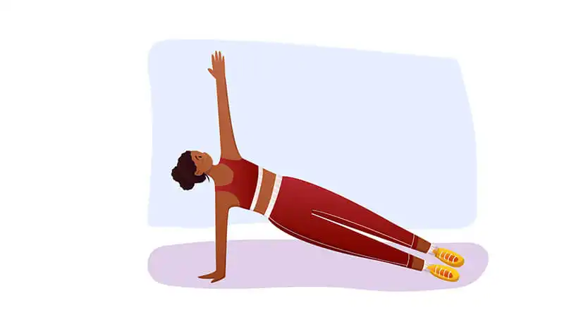 ilustração de uma pessoa executando a flexão de braço com rotação