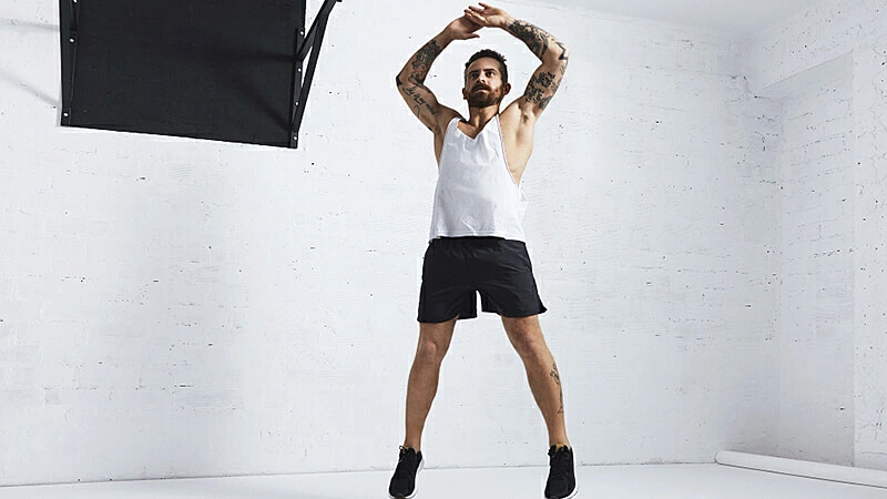 renderização 3D de uma mulher executando o polichinelo