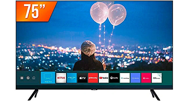 foto de uma televisão de 75 polegadas smart da Samsung
