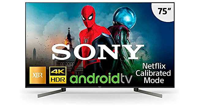 foto de uma televisão de 75 polegadas da Sony